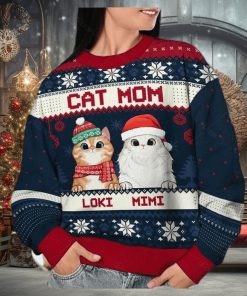 Cat Mom Cat Dad Personalized Custom Ugly Christmas Sweater
