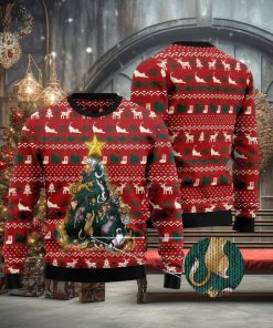Cat Naughty Pine Ugly Christmas Sweater
