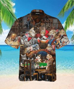 Cat Playing Poker At The Midnight Hawaiian Shirt