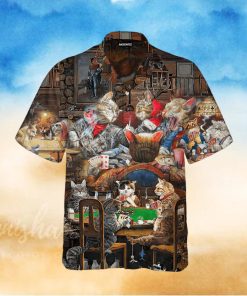 Cat Playing Poker At The Midnight Hawaiian Shirt