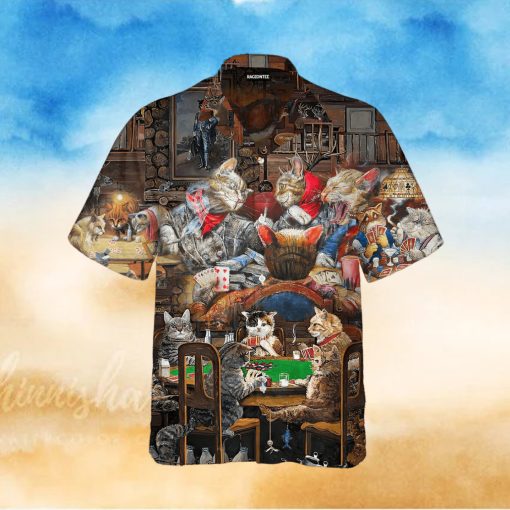 Cat Playing Poker At The Midnight Hawaiian Shirt