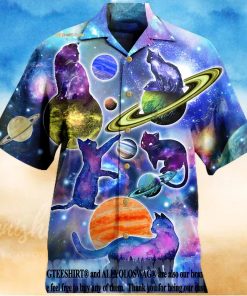 Cat Plays With Space Funny Cats Aloha Summer Set Hawaiian Shirt