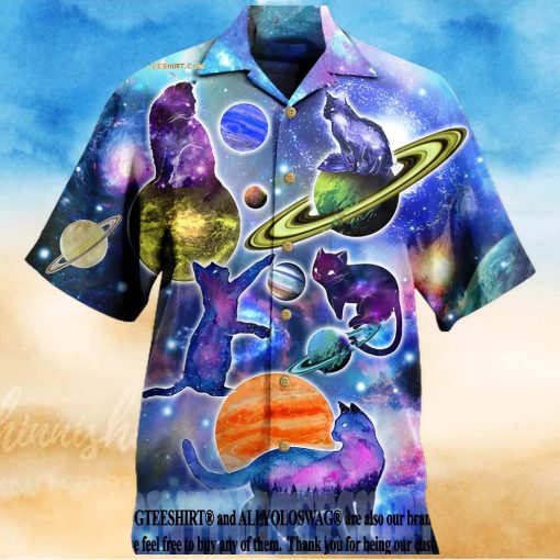 Cat Plays With Space Funny Cats Aloha Summer Set Hawaiian Shirt