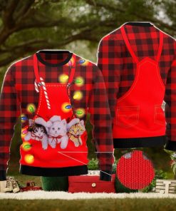 Cat Pocket Christmas Red Ugly Christmas Sweater AOP All Over Printed Sweater