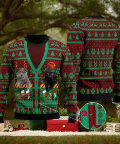 Cat Pocket Xmas Ugly Christmas Sweater Gift For Family
