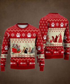 Cat Reindeer Ugly Christmas Sweater