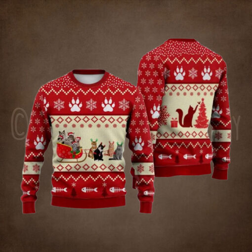 Cat Reindeer Ugly Christmas Sweater