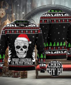 Cat Skull Santa merry Christmas Ya Filthy Human Ugly Christmas 3D Sweater