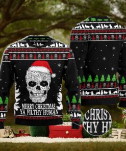 Cat Skull Santa merry Christmas Ya Filthy Human Ugly Christmas 3D Sweater