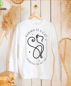 Cat T hoodie, sweater, longsleeve, shirt v-neck, t-shirt, Karma Is A Cat Purring In My Lap Funny Cat Lover T hoodie, sweater, longsleeve, shirt v-neck, t-shirt