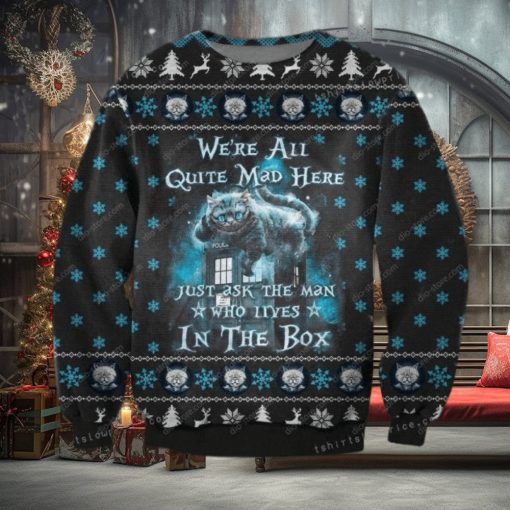 Cat Were All Quite Mad Here Alice In Wonderland For Womens Ugly Sweater