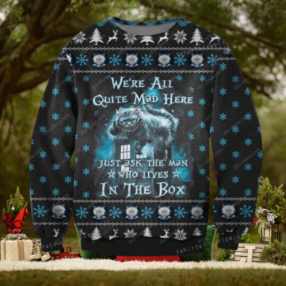 Cat Were All Quite Mad Here Alice In Wonderland For Womens Ugly Sweater Cat Were All Quite Mad Here Alice In Wonderland For Womens Ugly Sweater