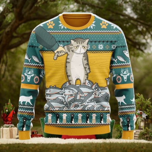 Cat With Fish Ugly Christmas Sweater Christmas Gift For Men And Women