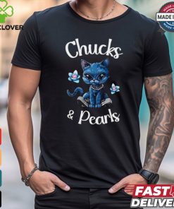 Cat chucks and pearls comma LA Kamala Harris 2024 shirt