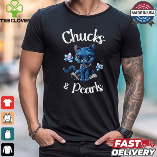 Cat chucks and pearls comma LA Kamala Harris 2024 shirt