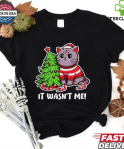 Cat it wasn’t me Christmas tree Xmas shirt