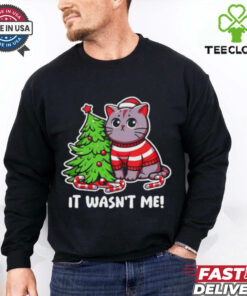 Cat it wasn’t me Christmas tree Xmas shirt