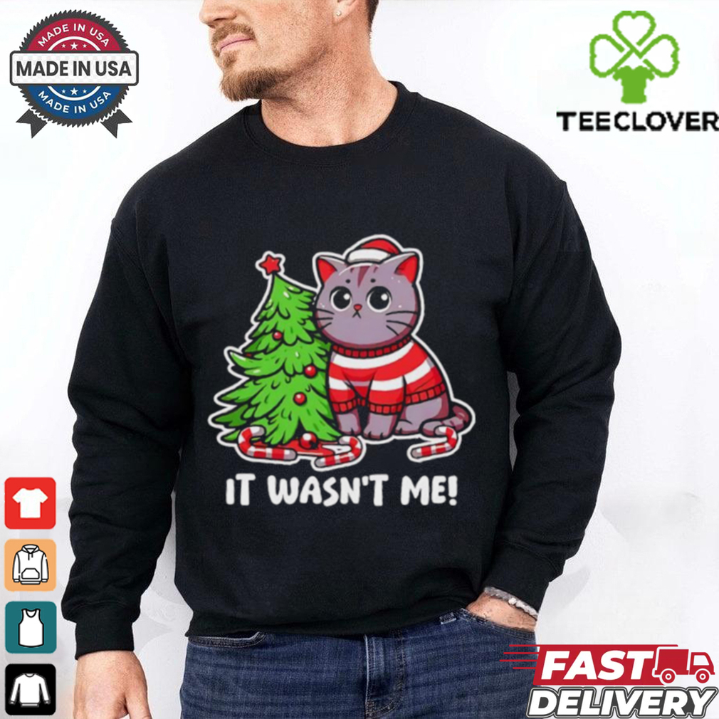 Cat it wasn’t me Christmas tree Xmas shirt Cat it wasn’t me Christmas tree Xmas shirt