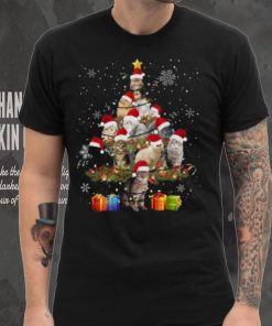 Cat wearing Santa hat Christmas tree t hoodie, sweater, longsleeve, shirt v-neck, t-shirt