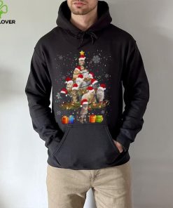 Cat wearing Santa hat Christmas tree t hoodie, sweater, longsleeve, shirt v-neck, t-shirt