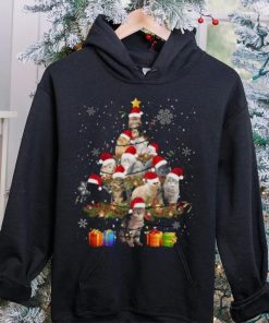 Cat wearing Santa hat Christmas tree t hoodie, sweater, longsleeve, shirt v-neck, t-shirt