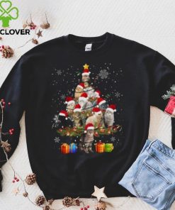 Cat wearing Santa hat Christmas tree t hoodie, sweater, longsleeve, shirt v-neck, t-shirt