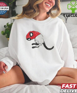 Cat wearing Spiderman mask shirt