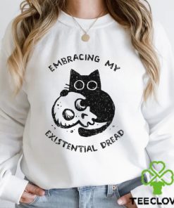 Cat with a skull Embracing My Existential Dread art shirt