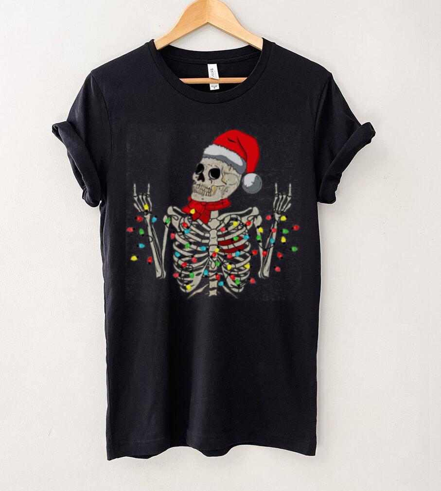 Caterpillar Christmas Skeleton Rocker Wrapped In Xmas Lights Santa Hat Long Sleeve T shirt Caterpillar Christmas Skeleton Rocker Wrapped In Xmas Lights Santa Hat Long Sleeve T shirt