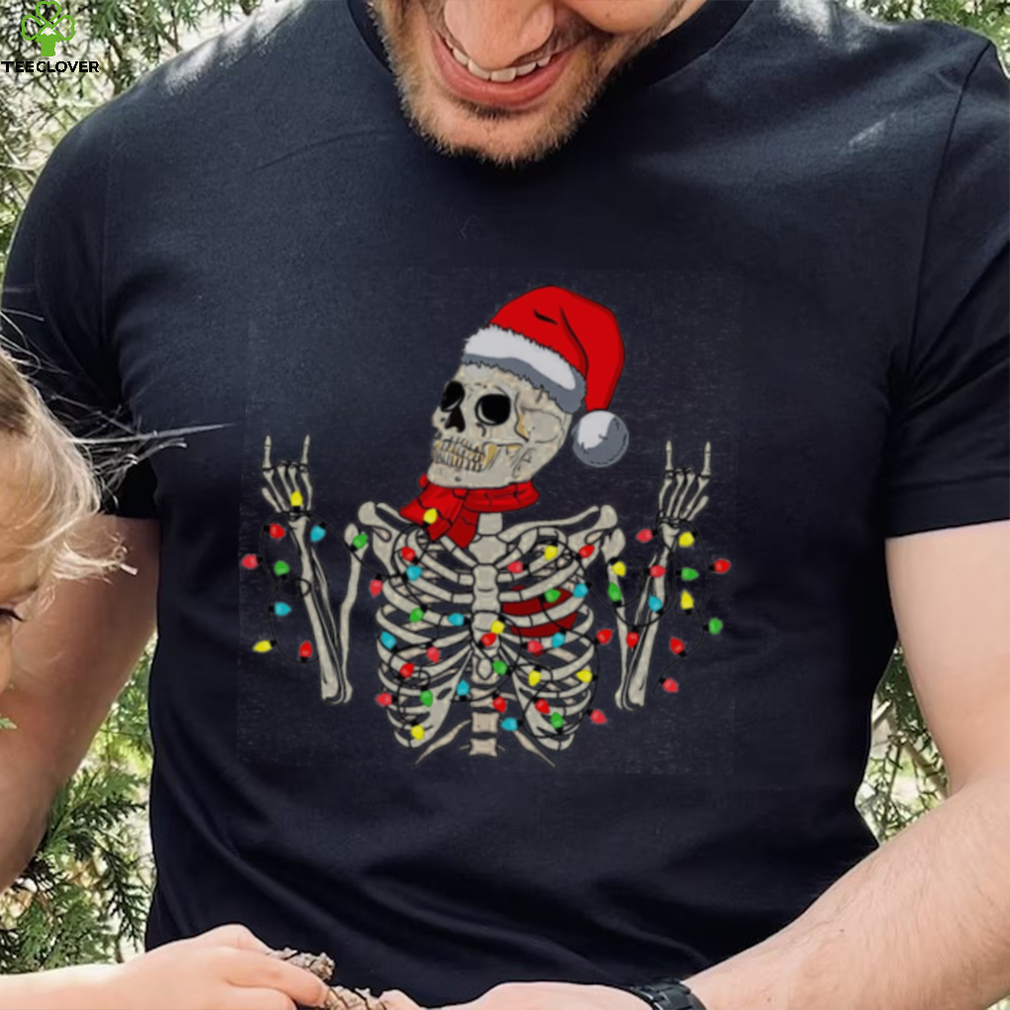 Caterpillar Christmas Skeleton Rocker Wrapped In Xmas Lights Santa Hat Long Sleeve T shirt Caterpillar Christmas Skeleton Rocker Wrapped In Xmas Lights Santa Hat Long Sleeve T shirt