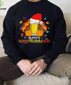 Caterpillar Hallothanksmas Beer Glass Halloween Thanksgiving Xmas Santa T  shirt