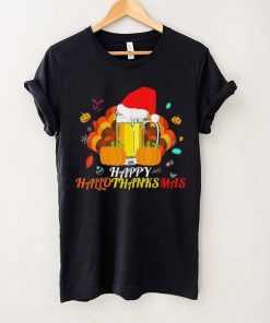 Caterpillar Hallothanksmas Beer Glass Halloween Thanksgiving Xmas Santa T  shirt