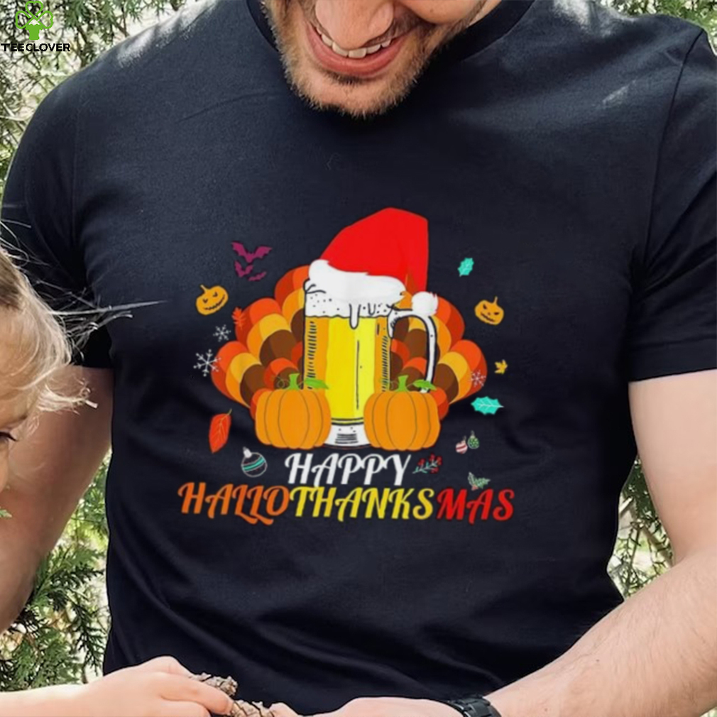 Caterpillar Hallothanksmas Beer Glass Halloween Thanksgiving Xmas Santa T shirt Caterpillar Hallothanksmas Beer Glass Halloween Thanksgiving Xmas Santa T shirt