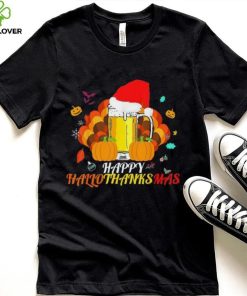 Caterpillar Hallothanksmas Beer Glass Halloween Thanksgiving Xmas Santa T shirt