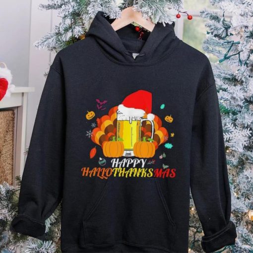 Caterpillar Hallothanksmas Beer Glass Halloween Thanksgiving Xmas Santa T  shirt