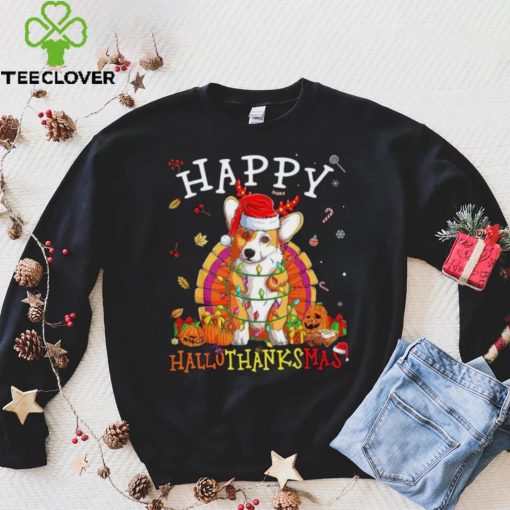 Caterpillar Welsh Corgi Happy Hallothanksmas Halloween Thanksgiving Xmas T hoodie, sweater, longsleeve, shirt v-neck, t-shirt