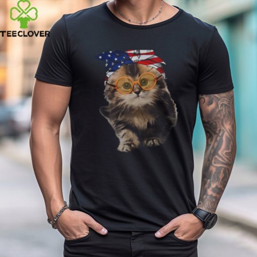 Cats 365 Funny Cute Cat American Flag USA 4th of July Cats T Shirt