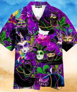 Cats Mardi Gras Carnival HL1536 All Over Print Hawaiian Shirt