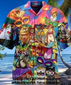 Cats Mardi Gras Fat Tuesday Carnival Summer Set Hawaiian Shirt