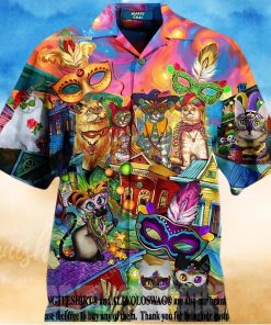 Cats Mardi Gras Fat Tuesday Carnival Summer Set Hawaiian Shirt