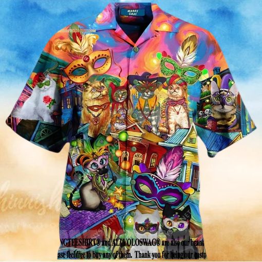 Cats Mardi Gras Fat Tuesday Carnival Summer Set Hawaiian Shirt