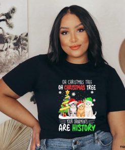 Cats hat santa oh christmas tree oh christmas tree your ornaments are history shirt