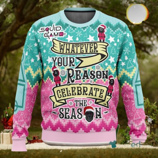 Celebrate The Season Squid Game 3D Ugly Christmas Sweater Unisex Christmas Sweater For Men And Women
