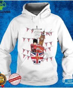 Celebration 70 Years British Monarch London England Big Ben Cup Bus Crown Union Jack Flag T Shirt