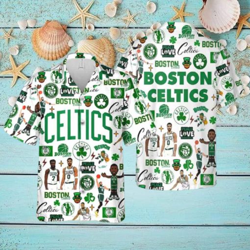 Celtics Peace Love Basketball Fan Hawaiian Shirt