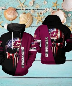 Central Michigan Chippewas NCAA US Flag Skull 3D Printed Hoodie