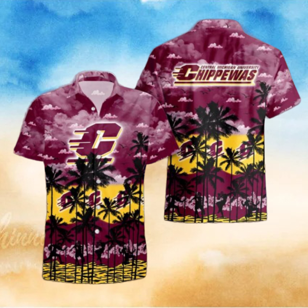 Central Michigan Chippewas Palms Tree Hawaiian Shirt Central Michigan Chippewas Palms Tree Hawaiian Shirt