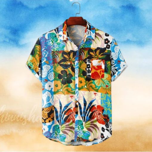 ChArmkpR European and American men s Hawaiian holiday style flower contrast creative stitching printed hoodie, sweater, longsleeve, shirt v-neck, t-shirt