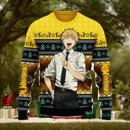 Chainsaw Man Denji Ugly Christmas Sweater Anime Xmas Men And Women Cute Christmas Gift
