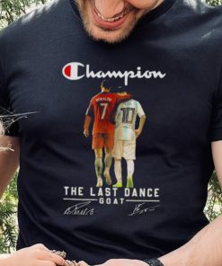 Champion Lionel Messi and Ronaldo the last dance goat signatures 2022 shirt